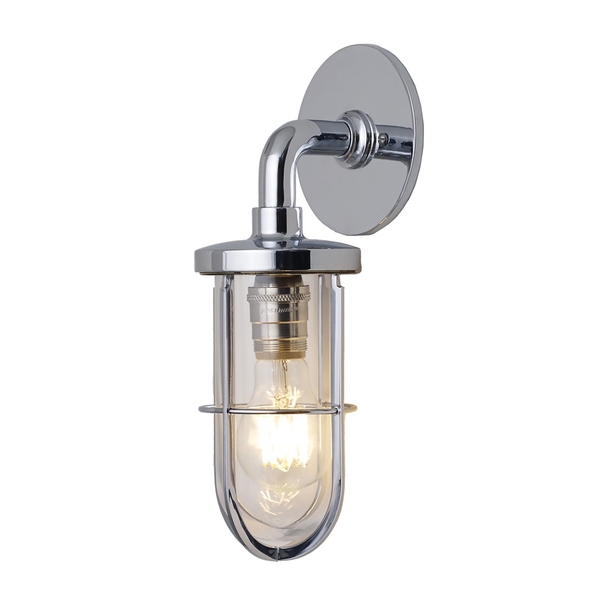Original BTC, Weatherproof Ship's Well Glass Wall Light, Polished Brass Frosted, Exterior,