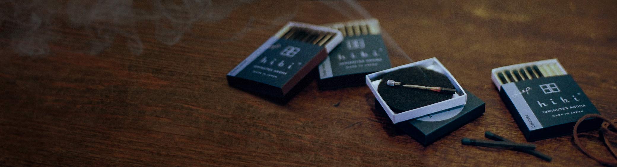 Hibi Incense Matches, a unique and convenient incense product where each matchstick ignites into a calming, aromatic incense, offering a soothing experience in a compact form.
