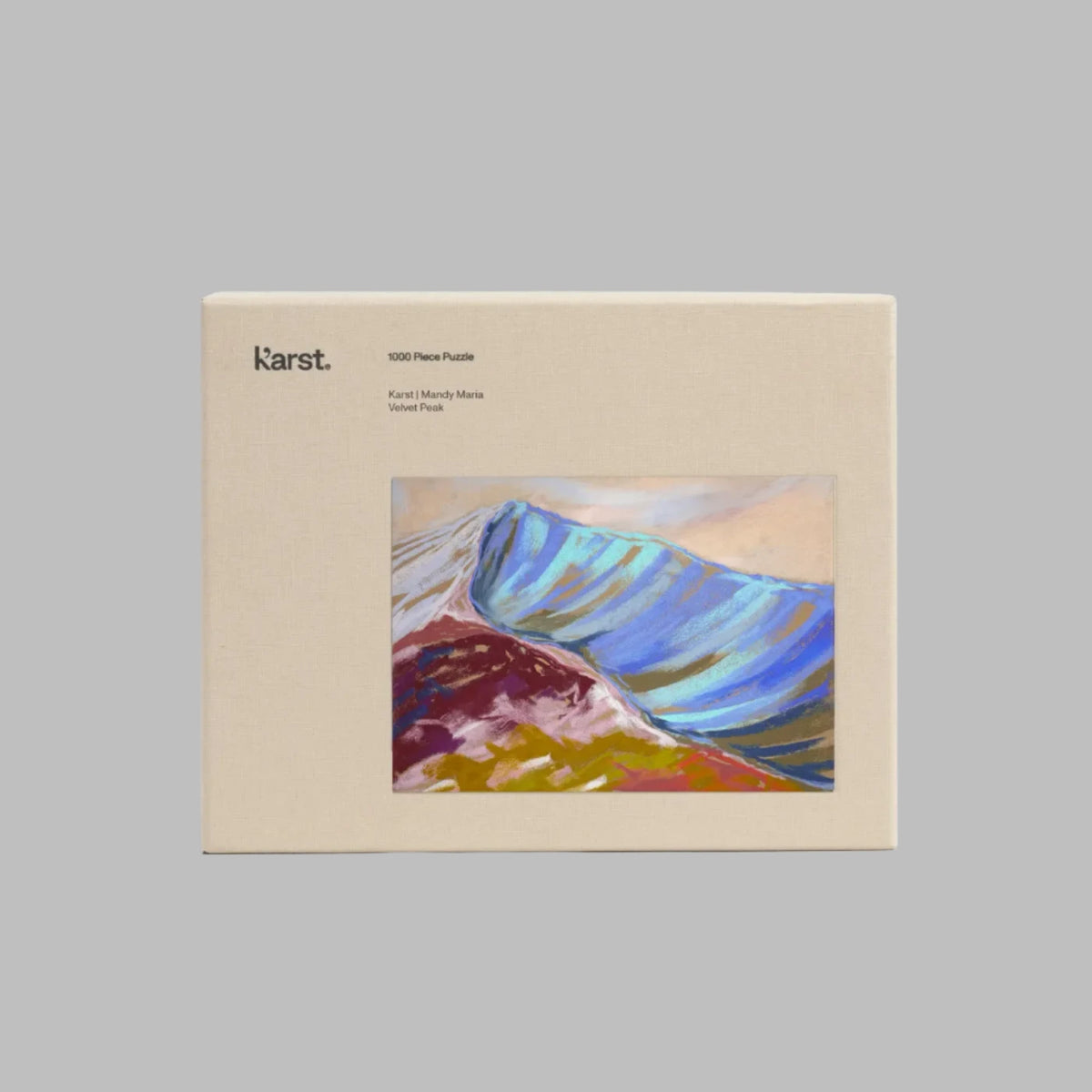 Puzzle box with a colorful abstract painting on a beige background