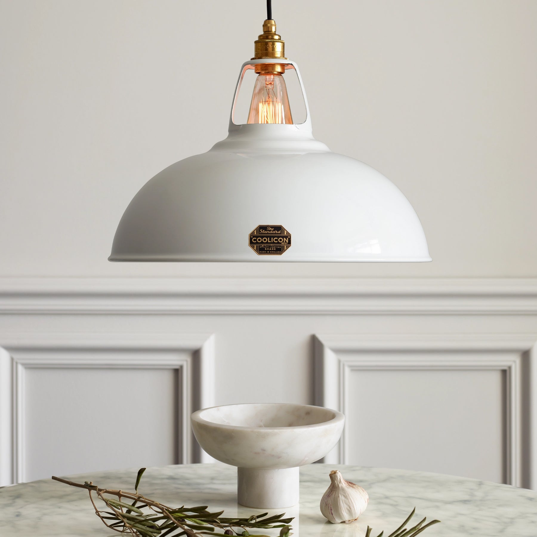 Coolicon, a classic British lighting brand known for its industrial-style pendant lights, combining retro charm with modern craftsmanship for a timeless and functional design.
