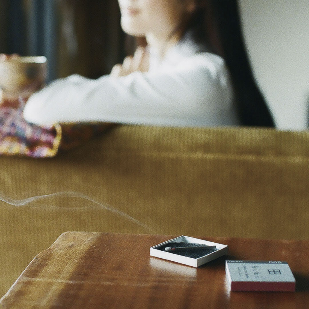Hibi Incense Matches, a unique and convenient incense product where each matchstick ignites into a calming, aromatic incense, offering a soothing experience in a compact form.