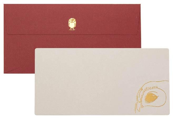 Yamazakura, Cashico Embossed Rectangle Card, Owl, Notecard, +Lab,