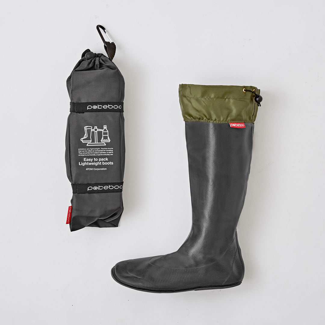 Pokeboo, Packable Rubber Rain Boots Black, Size, SS, Rainboots,