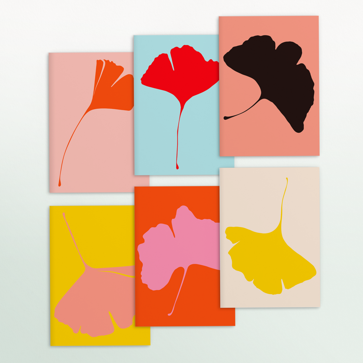 Common Modern, Gift Set of 6 Ginkgo Pop Notecards, Notecard,