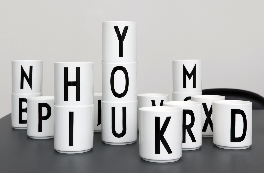 Design Letters, Design Letters Bone China Cups, B, Cups & Glasses, Arne Jacobsen,