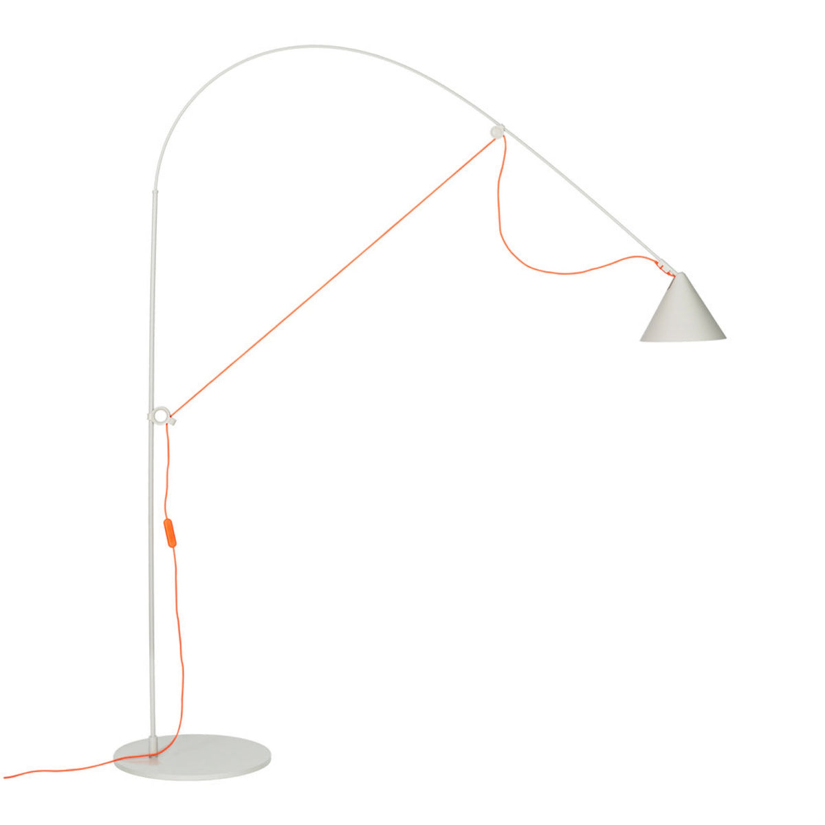 Midgard, Ayno Floor Lamp Large Grey, neon orange cord, Floor, Stefan Diez,