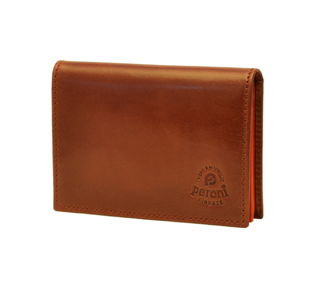 Peroni, Buisness / Credit Card Holder, Med. Brown w/Orange interior, Wallet,