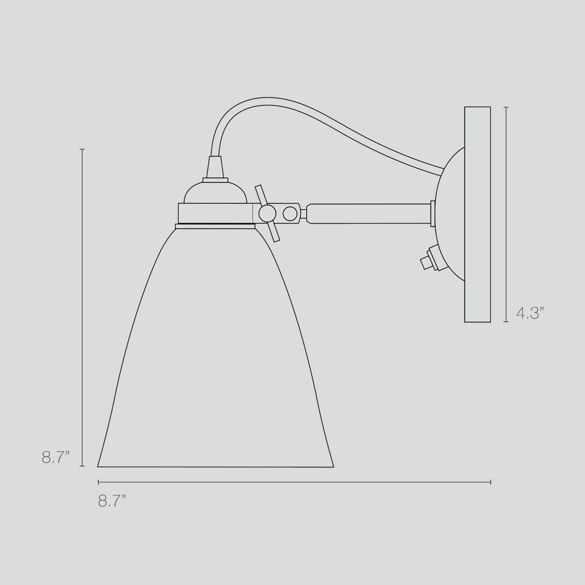 Original BTC, Hector Medium Dome Wall Light Switch, Wall / Sconce,