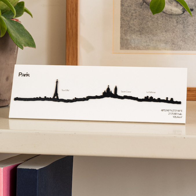 The Line, 7.5" City Skyline Silhouette Mini, Paris, Decorative,