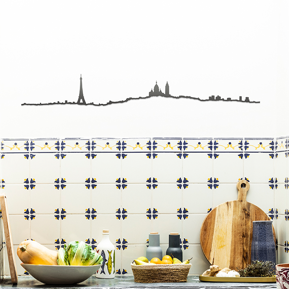 The Line, 49.25" XL City Skyline Silhouette, Paris, Decorative,