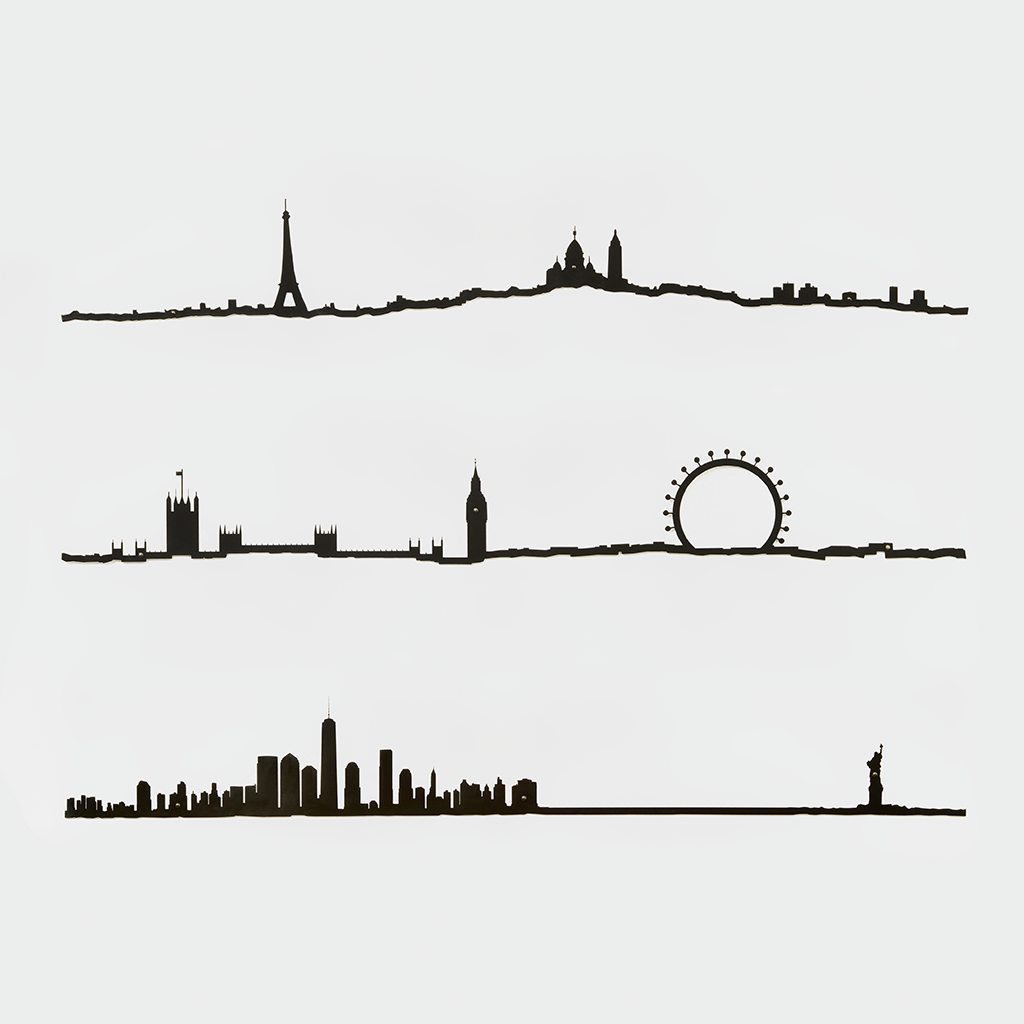 The Line, 19.5" City Skyline Silhouette, Amsterdam, Decorative,