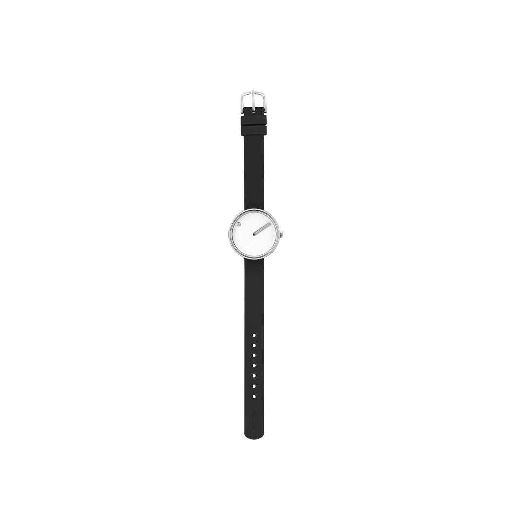 Picto, 30mm White / Polished Steel, Analog Watch,