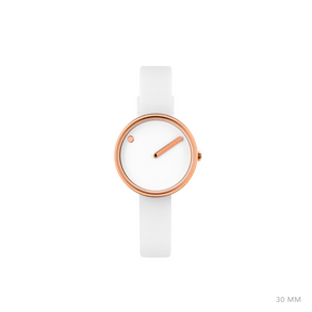 Picto, 30mm White / Polished Rose Gold, Analog Watch,