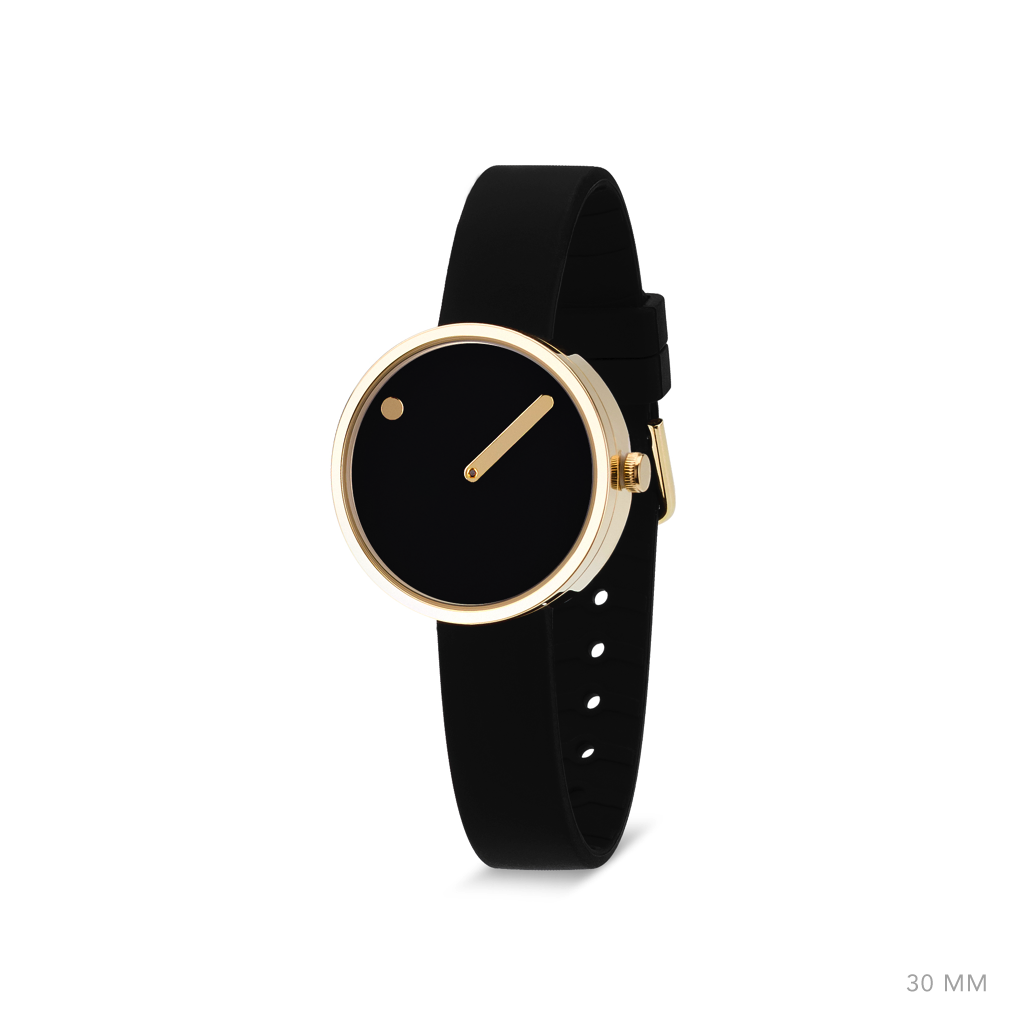 Picto, Picto 30mm black, gold, Analog Watch,