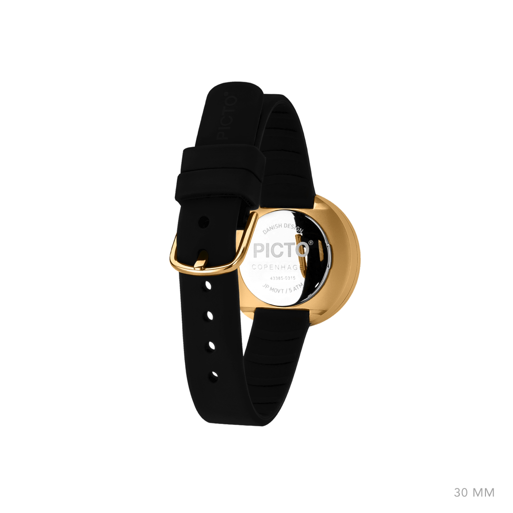 Picto, Picto 30mm black, gold, Analog Watch,