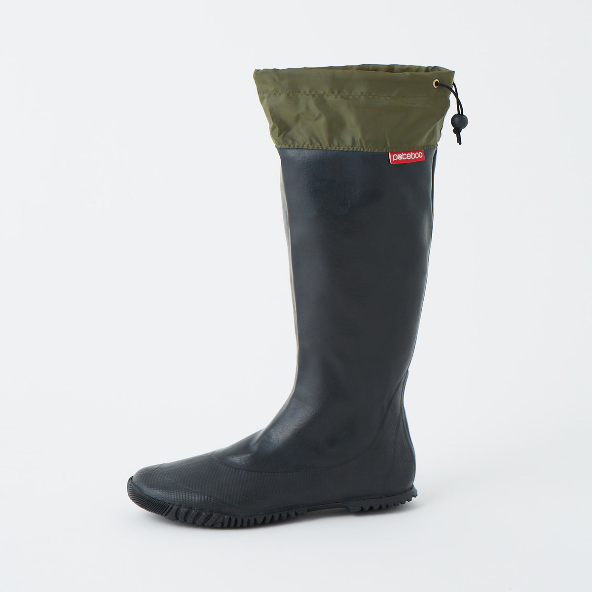 Packable Rubber Rain Boots - Rugged Sole - Black