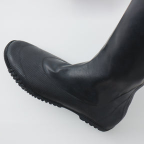 Packable Rubber Rain Boots - Rugged Sole - Black