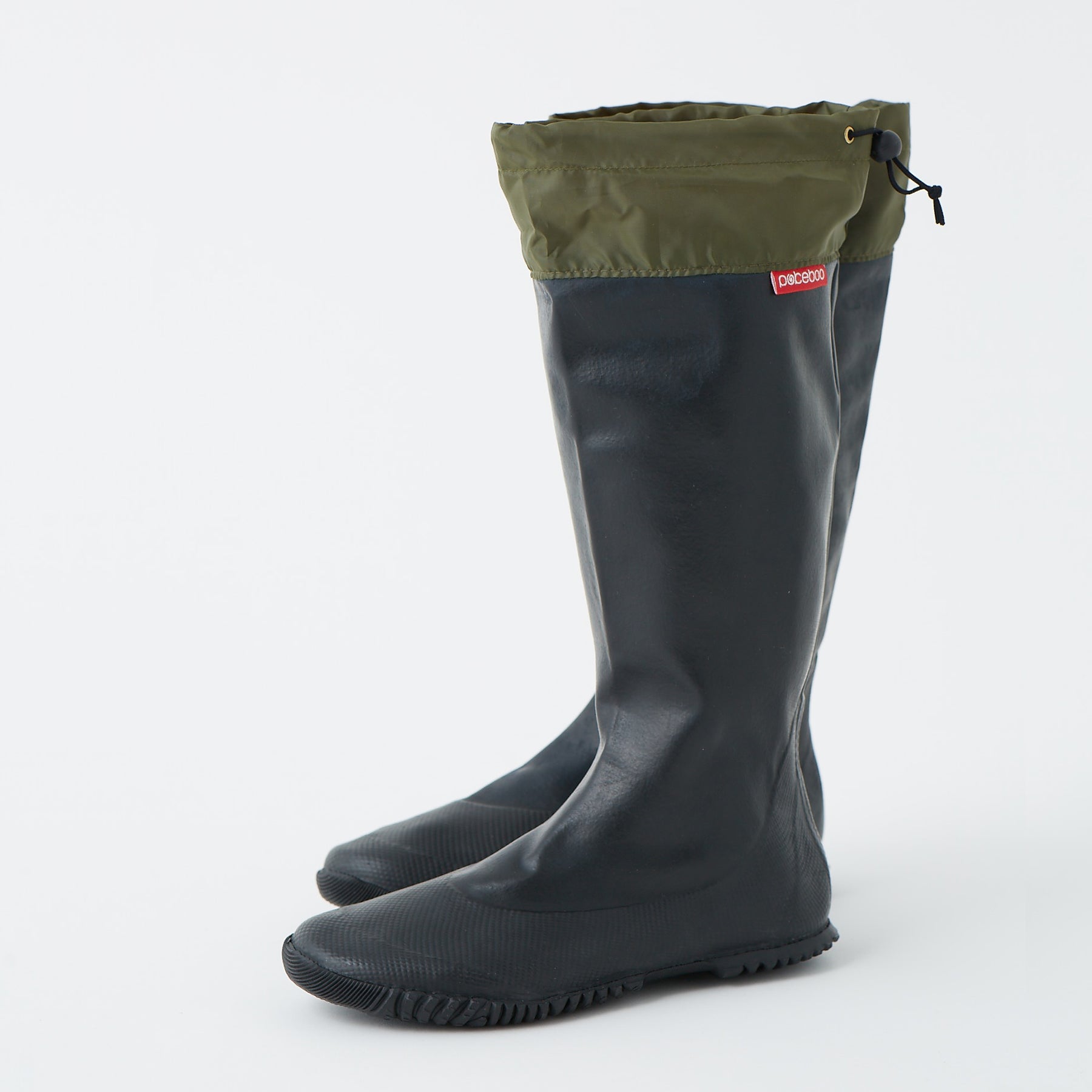 Packable Rubber Rain Boots - Rugged Sole - Black