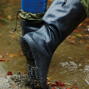 Packable Rubber Rain Boots - Rugged Sole - Black