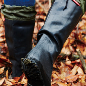 Packable Rubber Rain Boots - Rugged Sole - Black