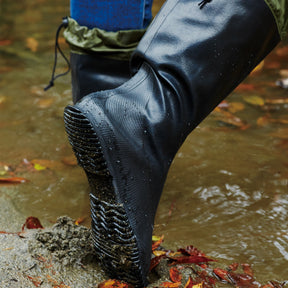 Packable Rubber Rain Boots - Rugged Sole - Black