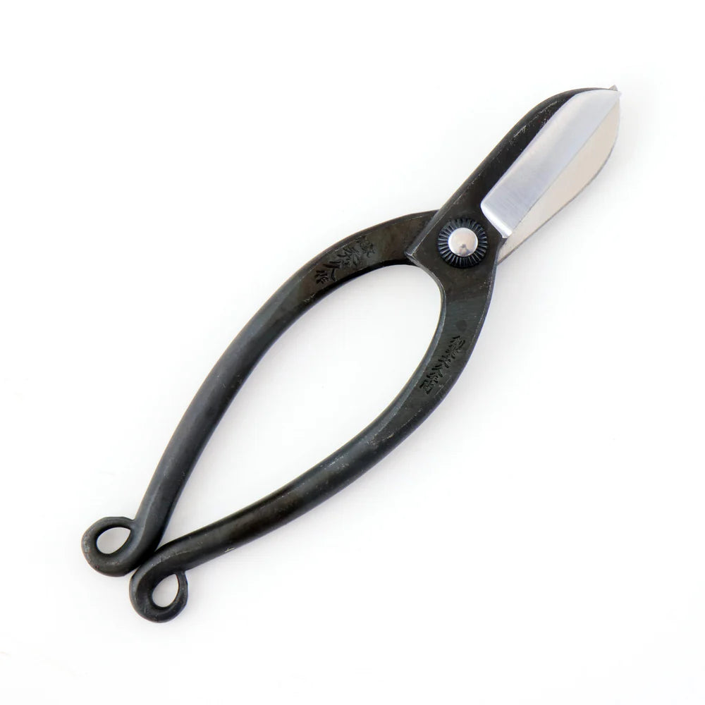 A pair of black-handled pruning shears with silver metal blades, shown on a plain white background.