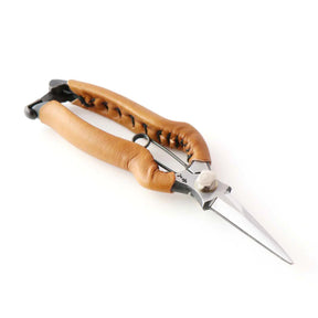 T27-C Pruning Snips, Asymmetrical - Camel Leather Grip