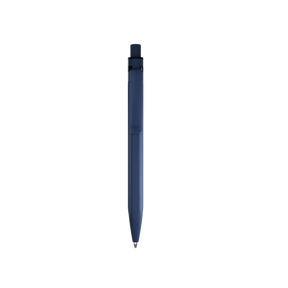 Blue cylindrical object with a red dot on a white background