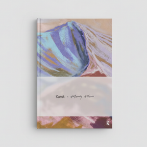 Notebook with abstract design and text on a white background