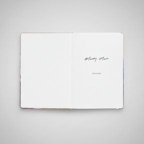 Open book with text on a white background