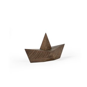 Wooden boat model on a white background