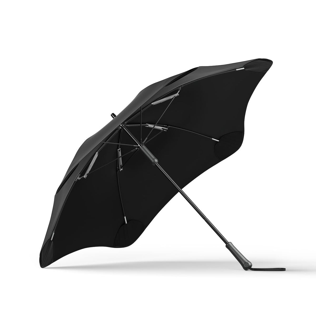 Black umbrella on a white background