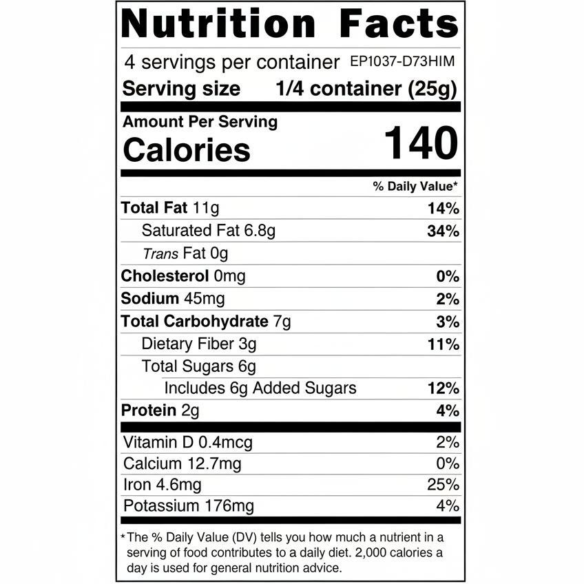 Nutrition facts label for a can of food with detailed nutritional information.
