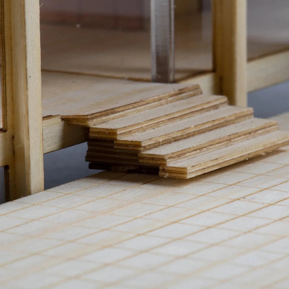 Stack of wooden planks on a wooden surface