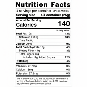 Nutrition facts label for a can of food with detailed nutritional information.