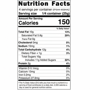 Nutrition facts label for a can of food with detailed nutritional information.