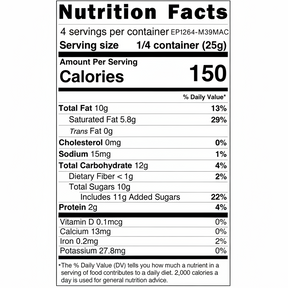 Nutrition facts label for a can of food with detailed nutritional information.