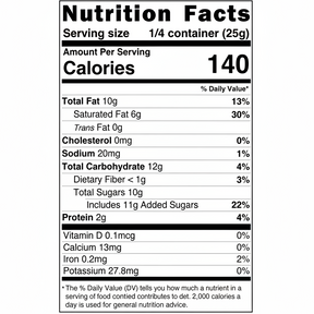 Nutrition facts label for a can of food with detailed nutritional information.