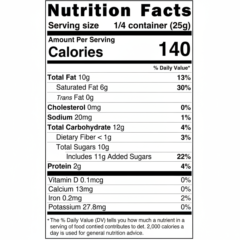Nutrition facts label for a can of food with detailed nutritional information.
