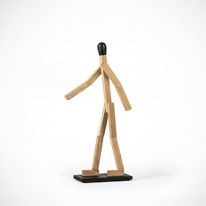 Wooden figure on a white background