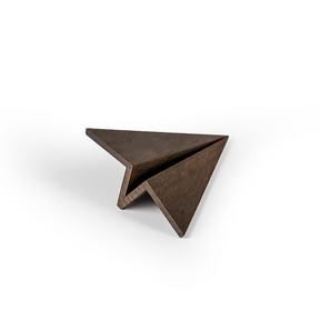 Triangular wooden block on a white background