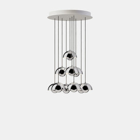 VP10 Chandelier, 10 pendants, Plated Brass/Chrome