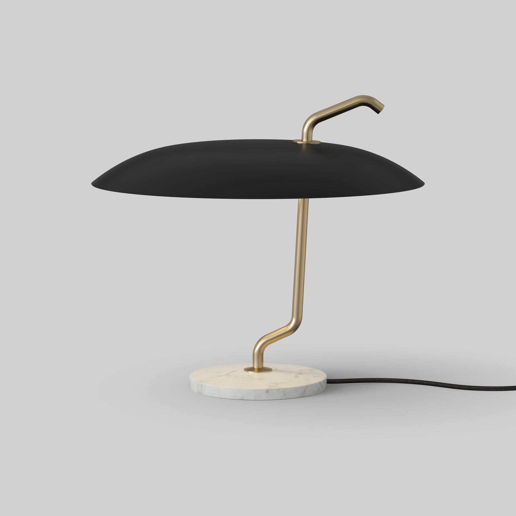 Astep, Model 537, Black Structure Black Reflector Black Marble Base, Table / Task, Gino Sarfatti,