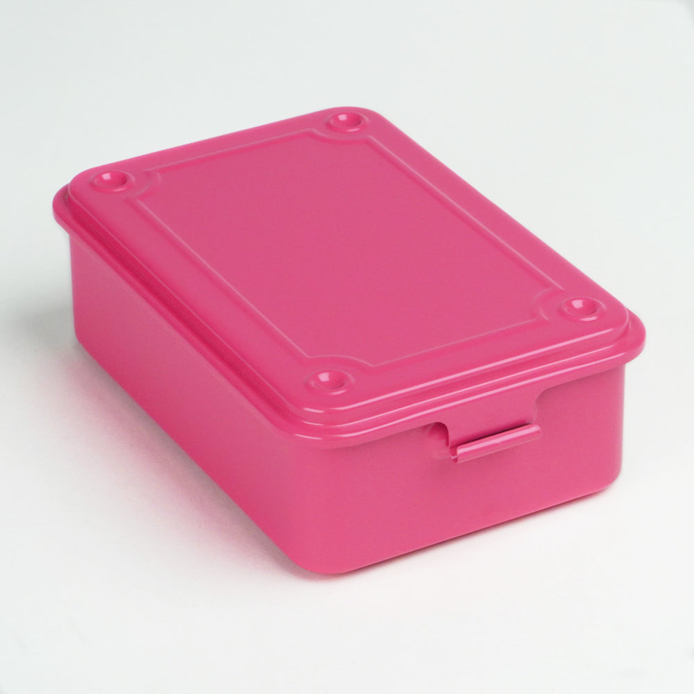 Toyo pink steel stackable storage box with hinged lid