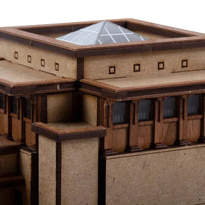 Wooden model building kit with detailed structure