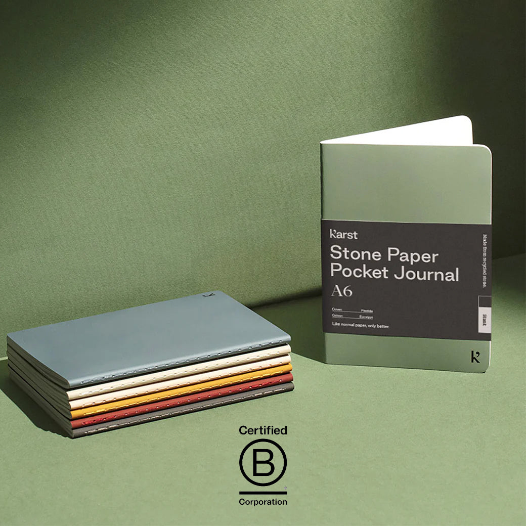 Karst, a brand known for its sustainable and innovative paper products, made from stone, offering eco-friendly alternatives to traditional paper with a sleek, modern design.