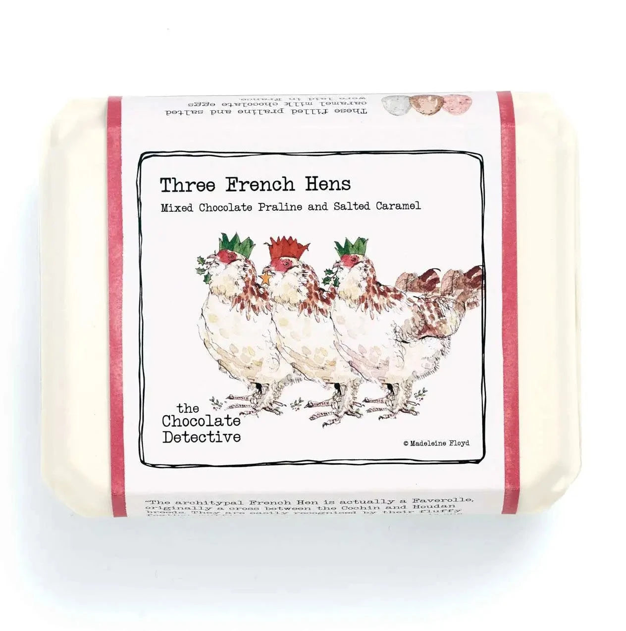 Bar of soap with 'Three French Hens' label on a white background