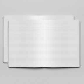 White notebook with a plain cover on a white background