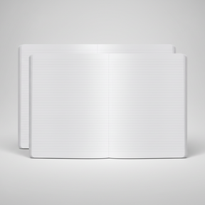 White notebook with a plain cover on a white background