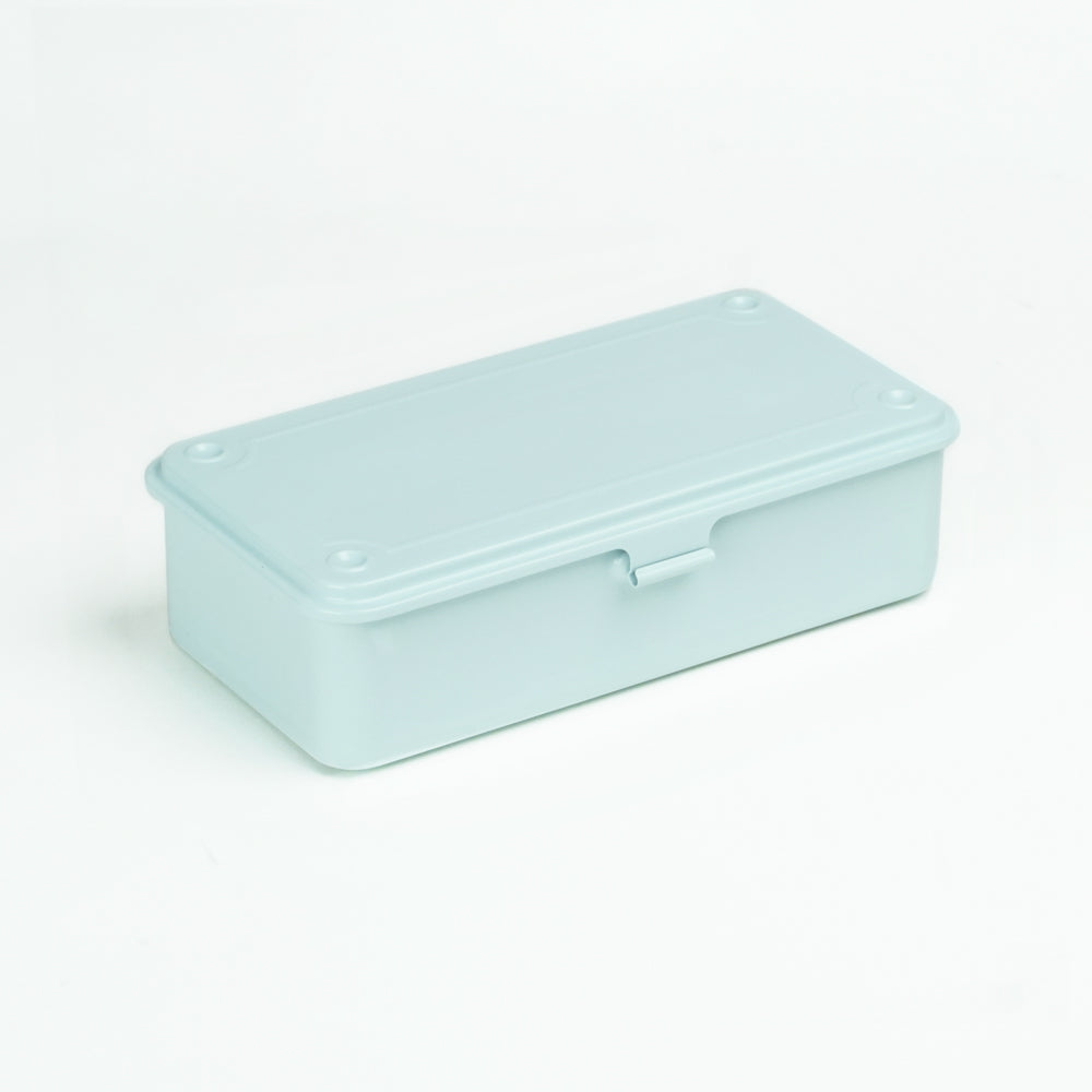 Glacier Toyo Steel T-190 compact metal storage box with rounded corners and front pull tab, shown closed on a white background.